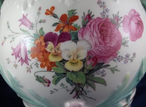 Antique 19thC KPM Berlin Porcelain Potpourri Vase Porzellan vase Floral German 2
