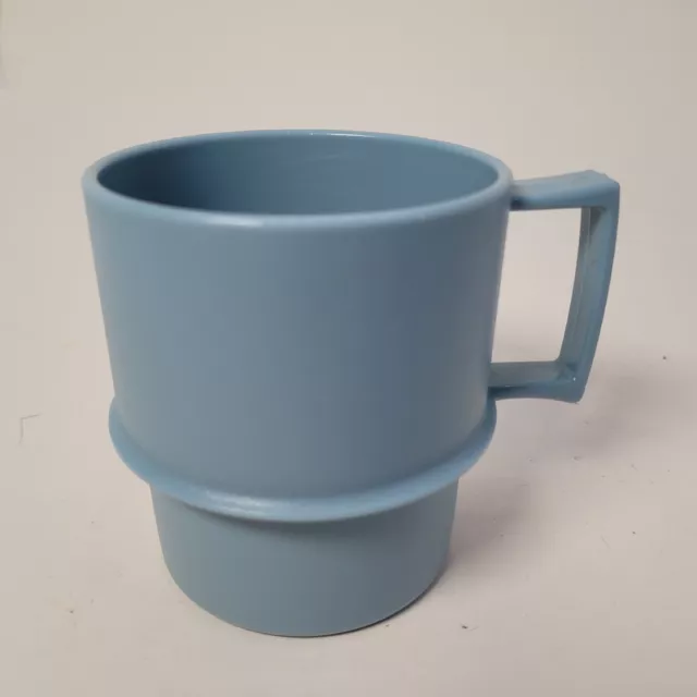 Vintage TUPPERWARE 1312-20 Blue Stackable Coffee Mug Tea Cup Plastic Durable