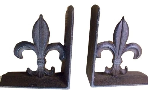 Fleur de Lis Lys Heavy Cast Iron Bookends Goth Gothic French Cajun canadian