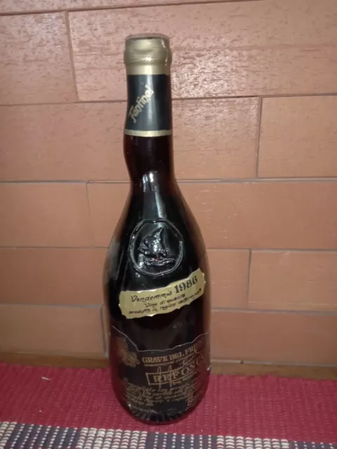 Vieille Bouteille De vino 1986 Grave Du Friuli Refosco Fantinel 75cl 12,5