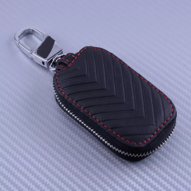 Genuine Leather Car Key Case Remote Keychain Bag Zip Pouch Cover Holder Pouch