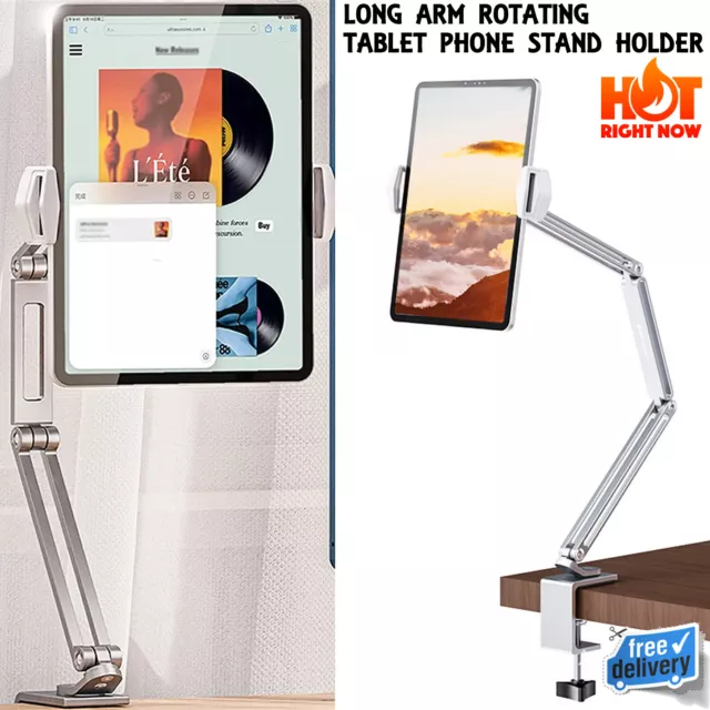 Support de Tablette Rotatif à 360° Réglable Bras Long Bureau Lit Table Téléphone