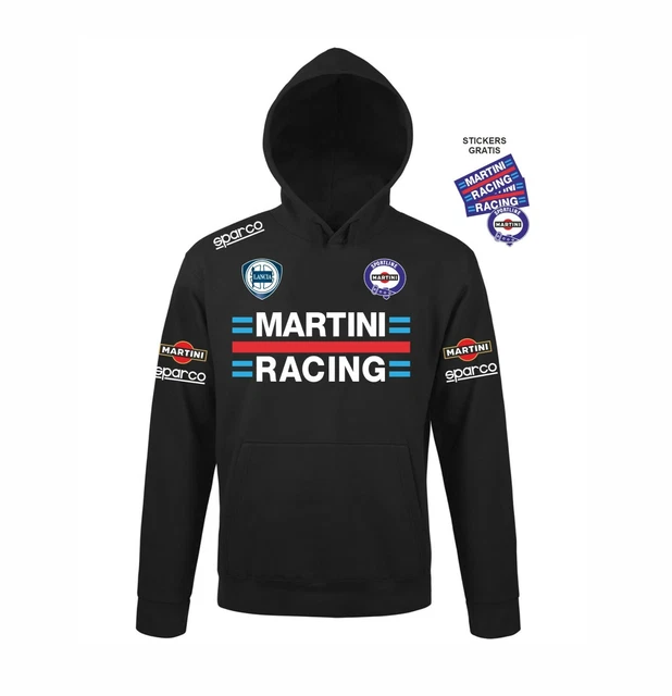 Felpa NERA con Cappuccio MARTINI RACING replica lancia + 3 stickers gratis