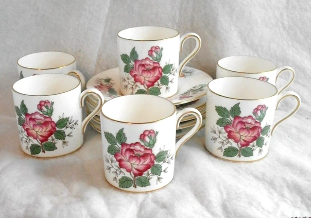 Wedgwood England Bone China Charnwood Set of 6 Demitasse Cups & Saucers WD 3984