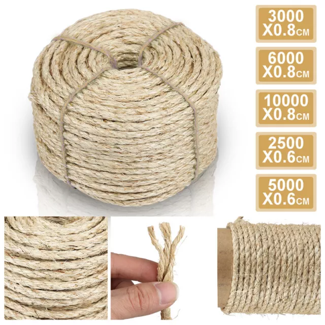 Sisalseil Rope natur Kratzbaum Hanfseil für Katzen 6-8mm Tauwerk versch. Längen