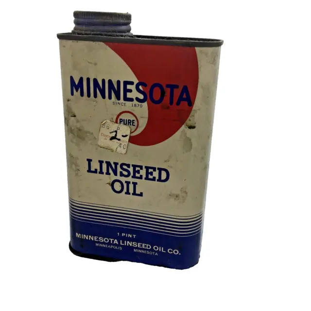 VINTAGE MINNESOTA LINSEED Oil Can 1 Pint Minneapolis Advertising Movie ...