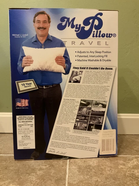 MY PILLOW Go Anywhere Travel Desk Pillow Daybreak Blue Roll & Go Pillowcase NIB 2