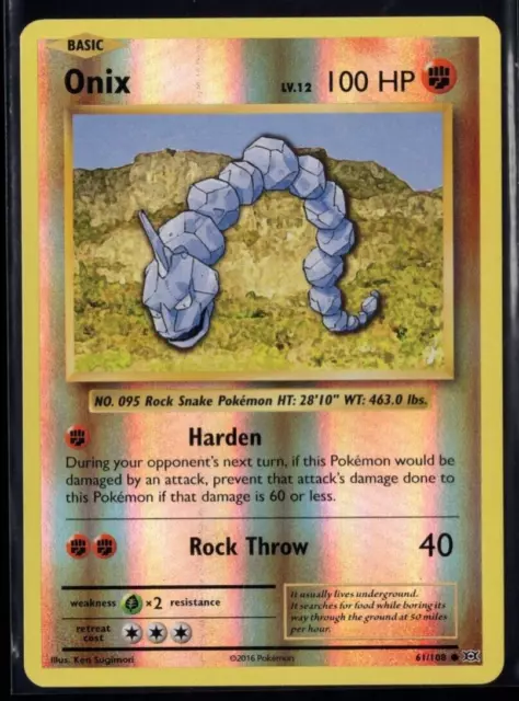 Pokemon Card TCG Trading Card Game XY Evolution #61/108 Onix English