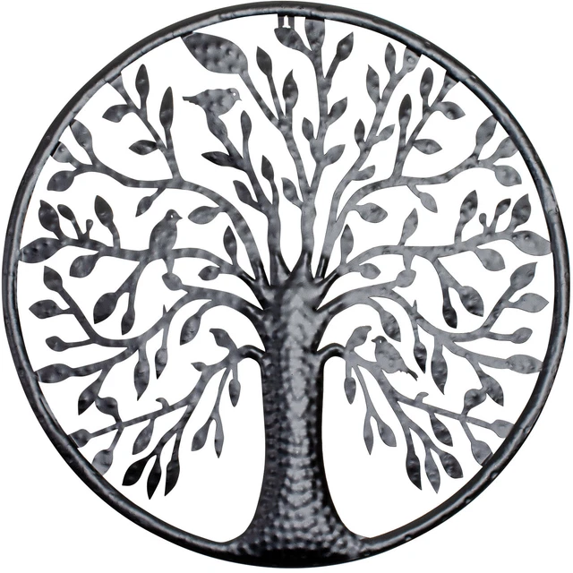 Wanddekoration Ornament Wandschmuck Baum Metall Antik-Stil schwarz Lebensbaum