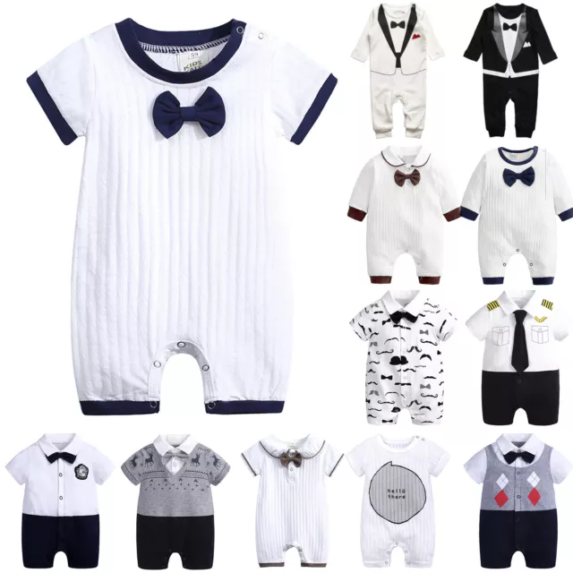 Newborn Toddler Baby Boys Gentleman Clothes Romper Jumpsuit Bodysuits Outfits UK