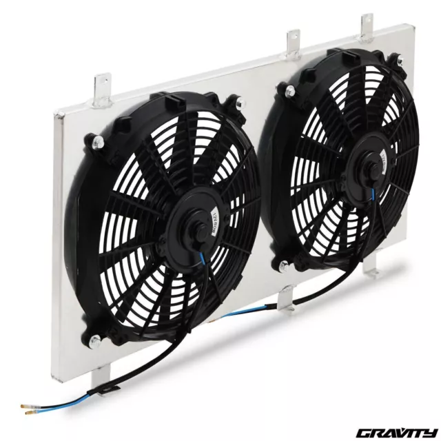 Aluminium Race Radiator 12V 80W Fan Shroud For Subaru Impreza Gda 2.0 Wrx Sti