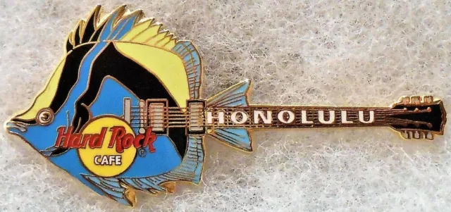 Hard Rock Cafe Honolulu Blue Yellow & Black Fish Guitar Series Pin # 3095