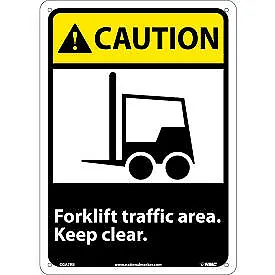 Graphic Signs - Caution Forklift Traffic Area - Plastic 10"W X 14"H National