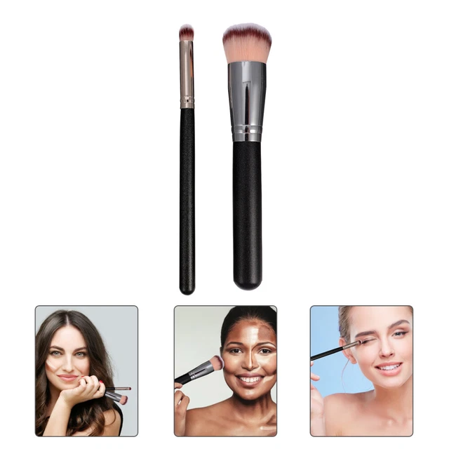 Juego de 2 piezas de corrector de sombras de ojos cepillo maquillaje cepillo natural