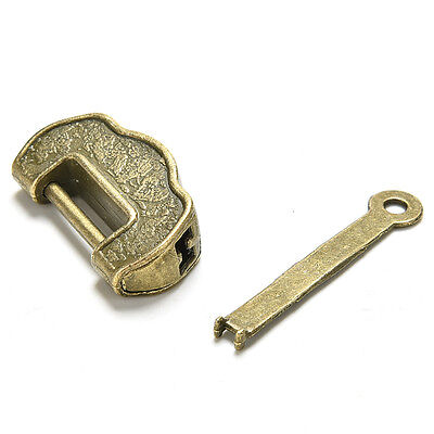 1x Chinese Vintage Antique old style excellent Brass Carved Word padlock lock XI