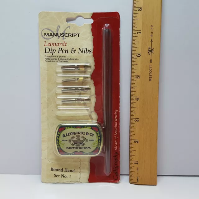 Manuscript Pen Company LEONARDT Calligraphy Dip Pen & Knibs Round Hand Set No 1