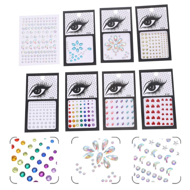 8 Sheets Strass-Aufkleber Für Das Gesicht Strasssteine Kind Kristallgesicht
