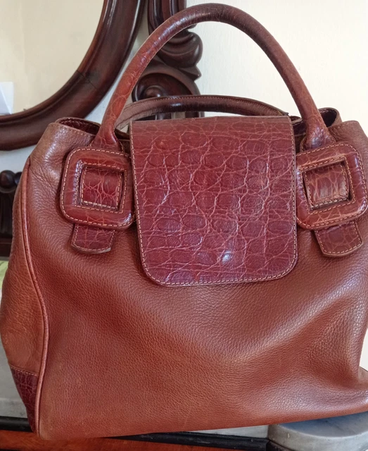 Borsa Donna ELSA In Vera Pelle Vintage, Colore TESTA DI MORO Chiaroscuro Made In Italy