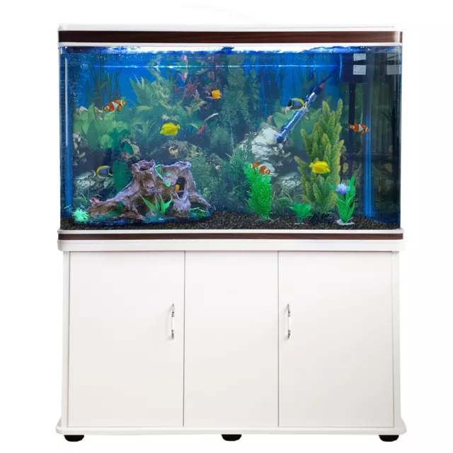 Configuración completa para acuario tanque de peces de 4 pies - gabinete blanco, marino, tropical, 300