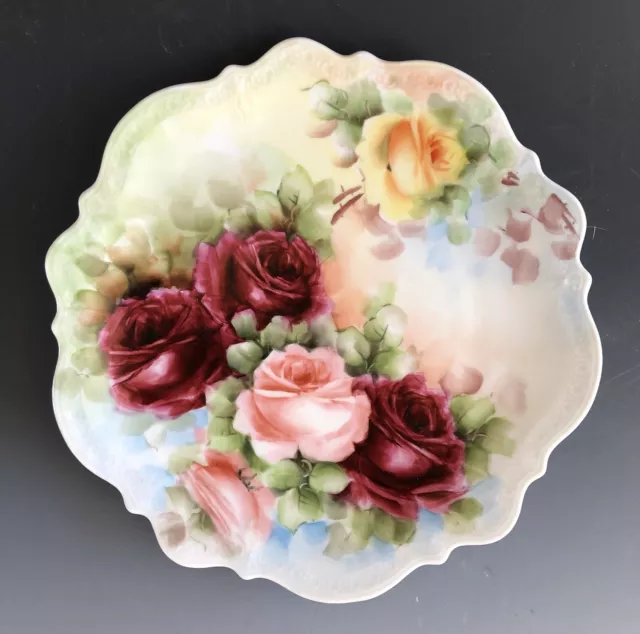 Antique C.T. Germany Carl Tielsch Altwasser Roses Plate Victorian Art Nouveau