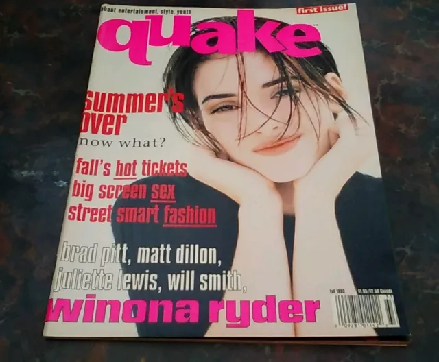 Quake Magazine Winona Ryder First Issue Fall 1993 Stranger Things Brad Pitt RARE