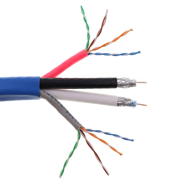 West Penn Hn5262 Combo Av Video/Data Cable, 2X Cat5E + X2 Rg6, Pvc, 1000-Feet