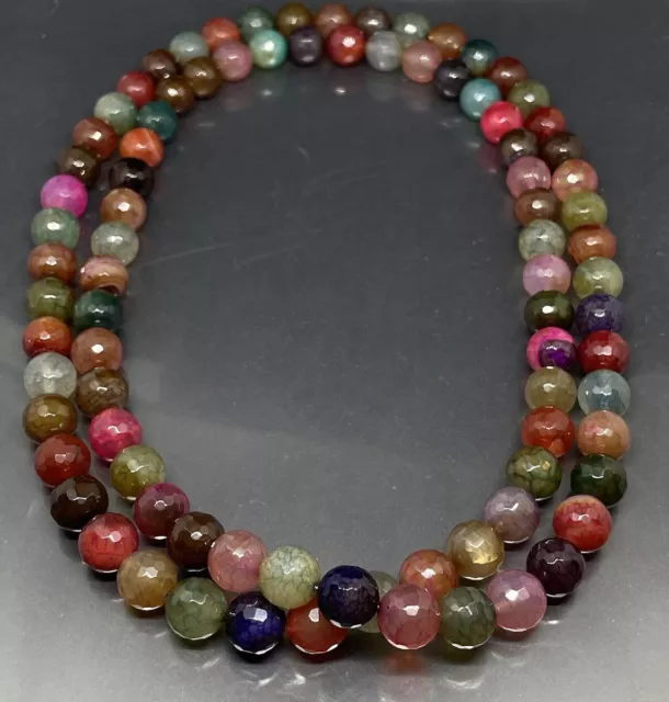 Jay King DTR Sterling 925 Faceted Tourmaline Agate Long Beaded Necklace 35”