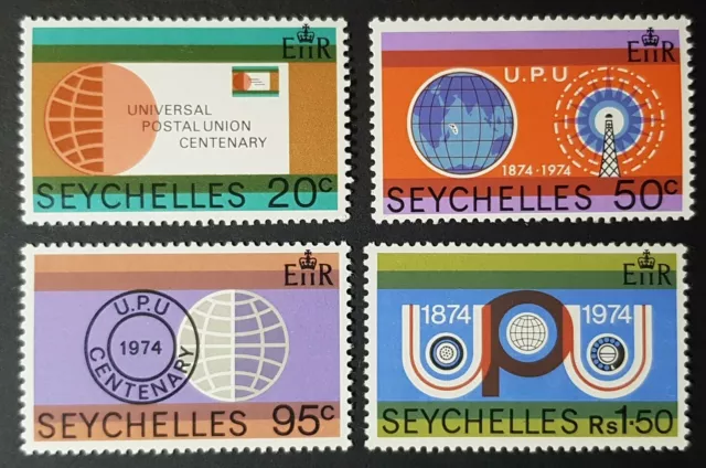 Seychelles: SG327-30; Centenario dell'UPU; set completo non montato nuovo di zecca
