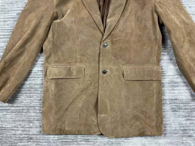 CABELAS BLAZER MENS 42 Tall Brown Suede Leather 2 Button Sport Coat ...