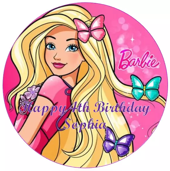 Barbie Personalised Cake Topper Edible Image Birthday Party Decoration