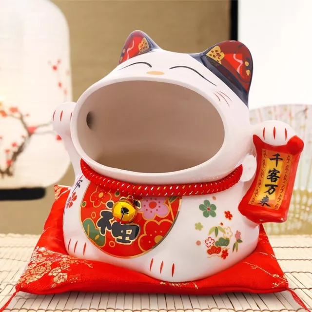 8 Inch Ceramic Maneki Neko Candy Box Lucky Cat Money Box Piggy Bank Fortune Cat