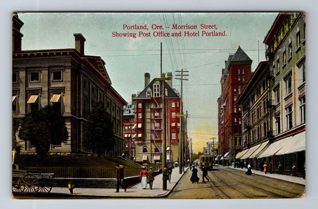 Portland OR-Oregon, Post Office, Hotel Portland, Advertising, Vintage Postcard