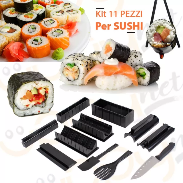 Kit Fare Sushi Maker Varie Forme Coltello Accessori Arrotolare Stampini Taglia