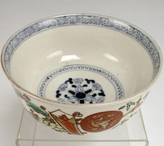 18th Century Japanese Imari Symbolic Tea Bowl Hand Painted Flowers Footed 4.5”W
