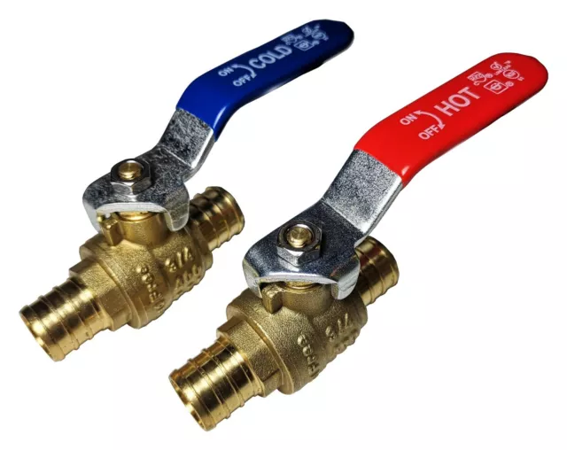 10 Pieces 3/4" Pex Shut Off Ball Valve, Full Port, Lead Free Brass, Hot And Cold