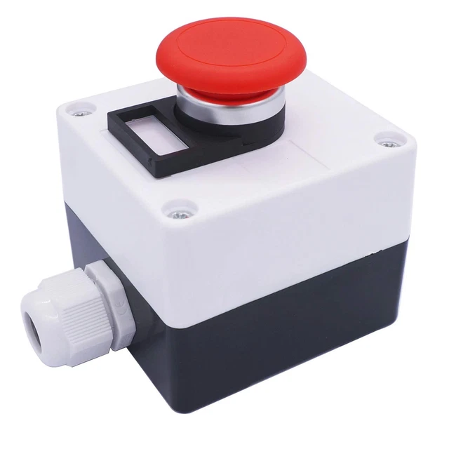 Red Mushroom Momentary Switch Push Button Station Box 10A 440V 1NO 1NC FREE SHIP