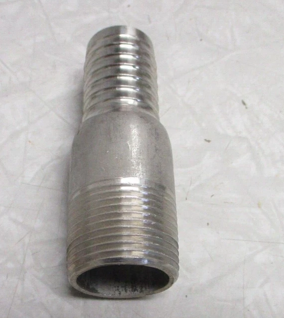 King Hose Nipple Adapter Fitting Stainless Steel 1" NPT Thread x 1" Hose Shank