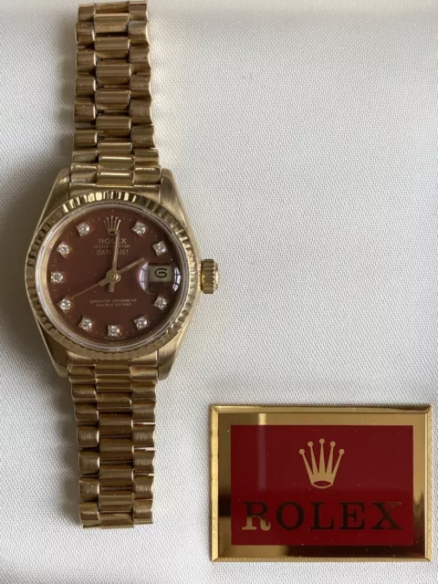 Montre Rolex Lady Datejust Président index diamants en or 18k