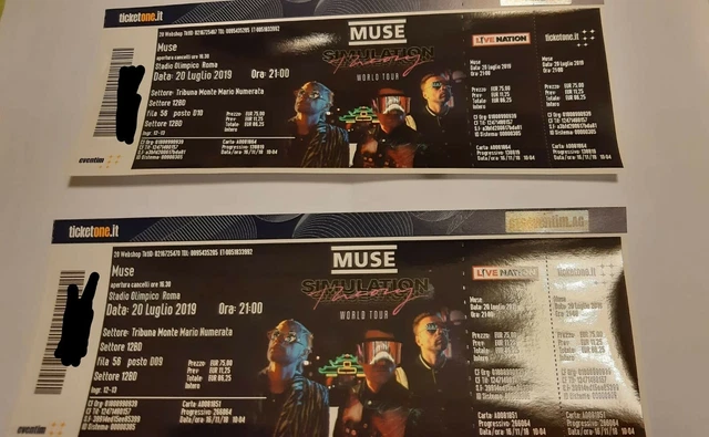 Due Biglietti Per Il Concerto Dei Muse A Roma, 20/07/2019,Tribuna Monte Mario