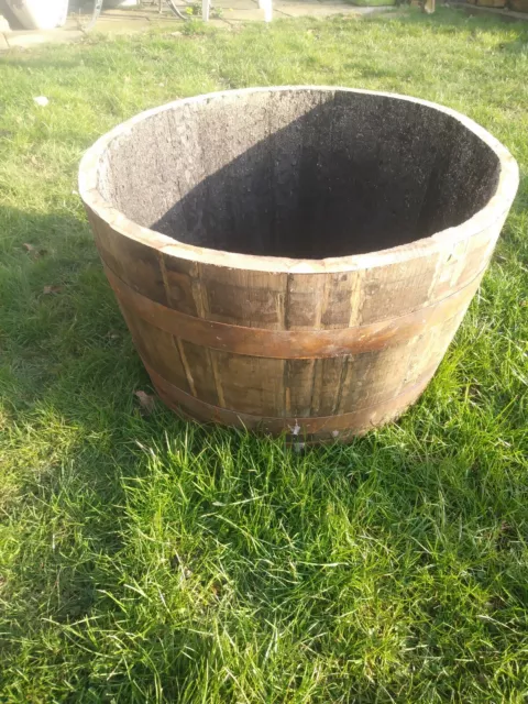 large oak whiskey half barrel planter patio herb veg