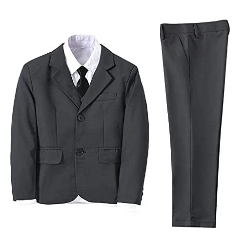 NaineLa Kids Suit for Boys Gray Tuxedo Suit for Wedding Toddler Boys Dress Suit