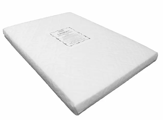 LAURA 95x65cm Baby Travel Cot Mattress 7cm Thick inc Breathable Quilted Cover