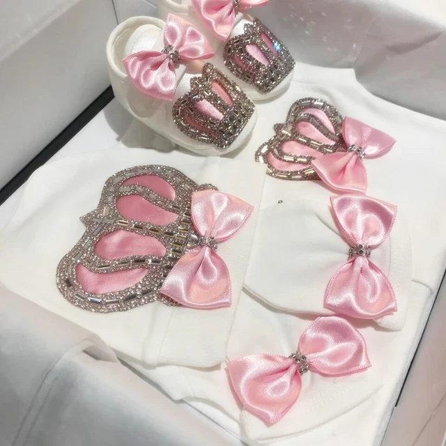 Vestiti neonato bambina tuta da sonno tutina grondaia archi corona, set coperte personalizzate