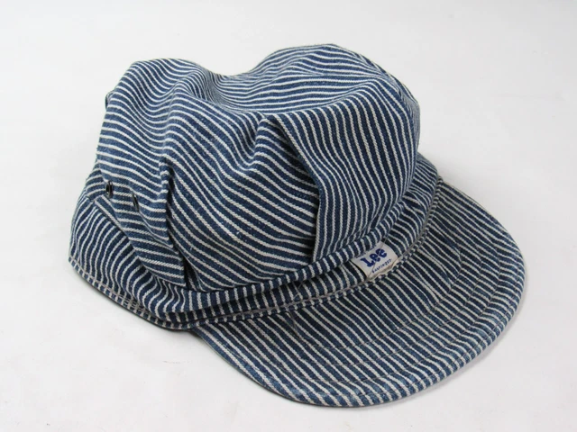 VTG 50S 60S Lee Denim Hickory Stripe Cap Hat Railroad