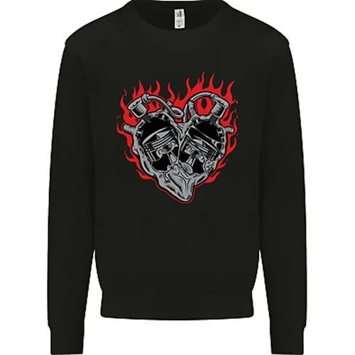 Biker Heart Motorbike Motorcycle Mens Sweatshirt Jumper