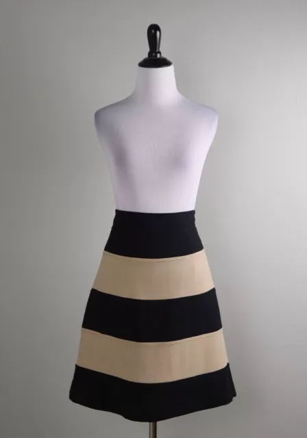 KATE SPADE New York $248 Wool Black Beige Color Block Lined Skirt Size 8 2