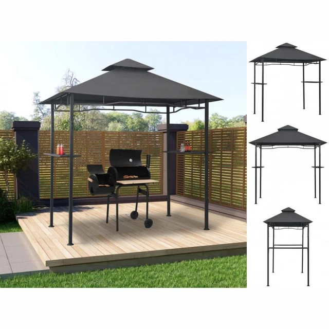 BBQ-Pavillon 240x150x255 Cm Anthrazit Stahl Garten Grill-Pavillon