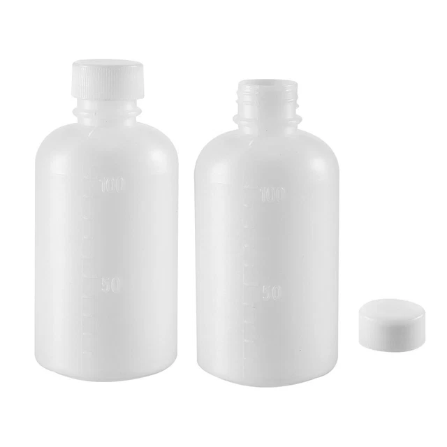 Laboratoire Chimique Bouteille Plastique 100ml/3.4oz Petit Bouche Conteneur 2Pcs