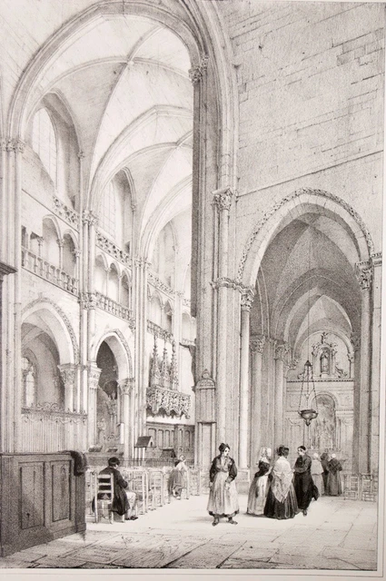 interieur de la cathédrale de chalons sur saone litho 19°