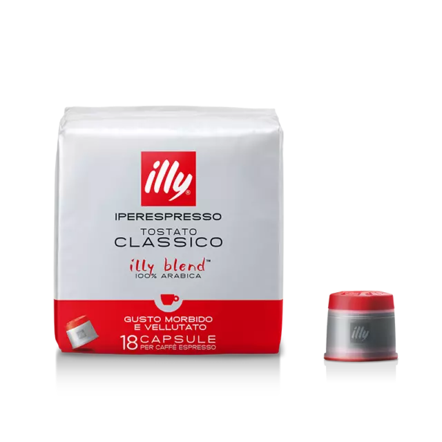 illy Capsule Caffè Iperespresso Tostato CLASSICO rosso, 1 Confezione da 18 Capsu